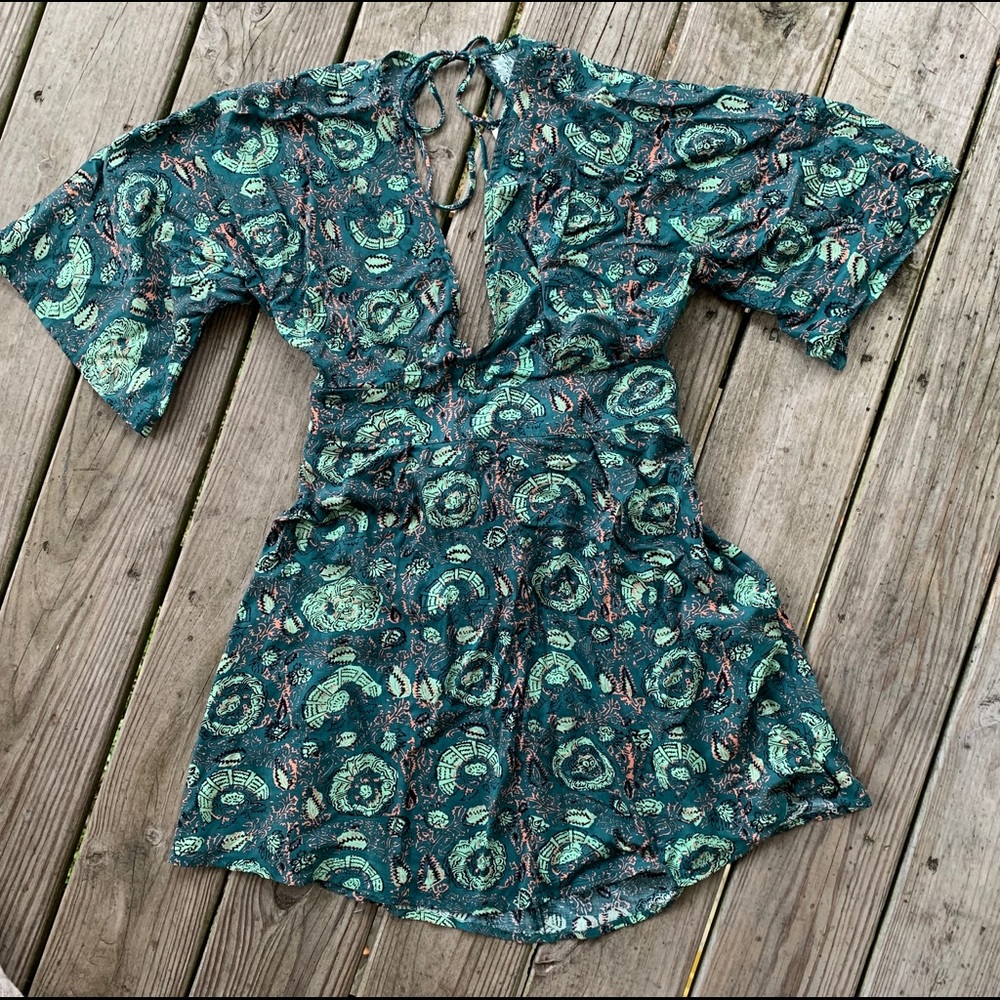 Green floral beach dress